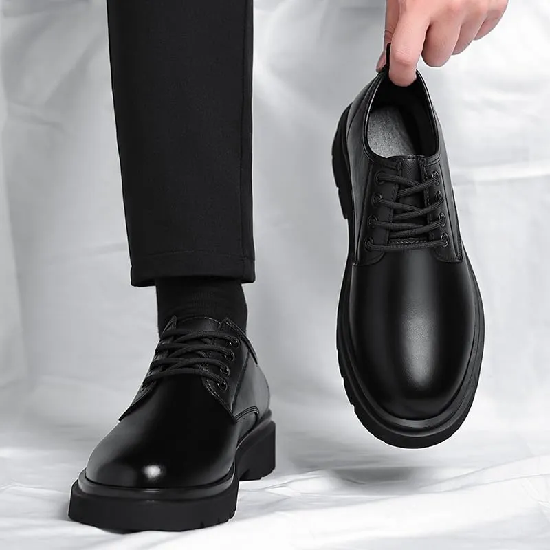 Men's Brogue Oxfords Shoes Mens Genuine Leather Platform Dress Shoes Classic Lace-up Tuxedo Derby Shoes(7)