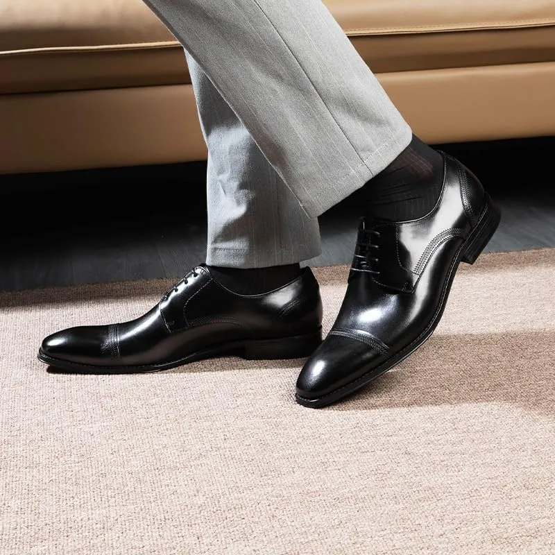 Men's Business Formal Oxford Shoes Classic Lace-Up Leather Footwear Derby Shoes for Men