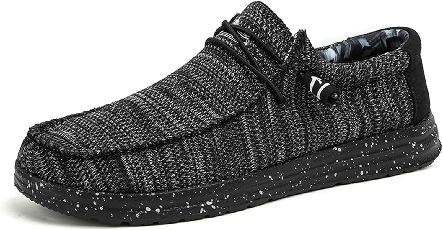 Men's Canvas Loafer Lightweight Softsole Flat Deck Shoes Vintage Casual Loafer Boat Shoes