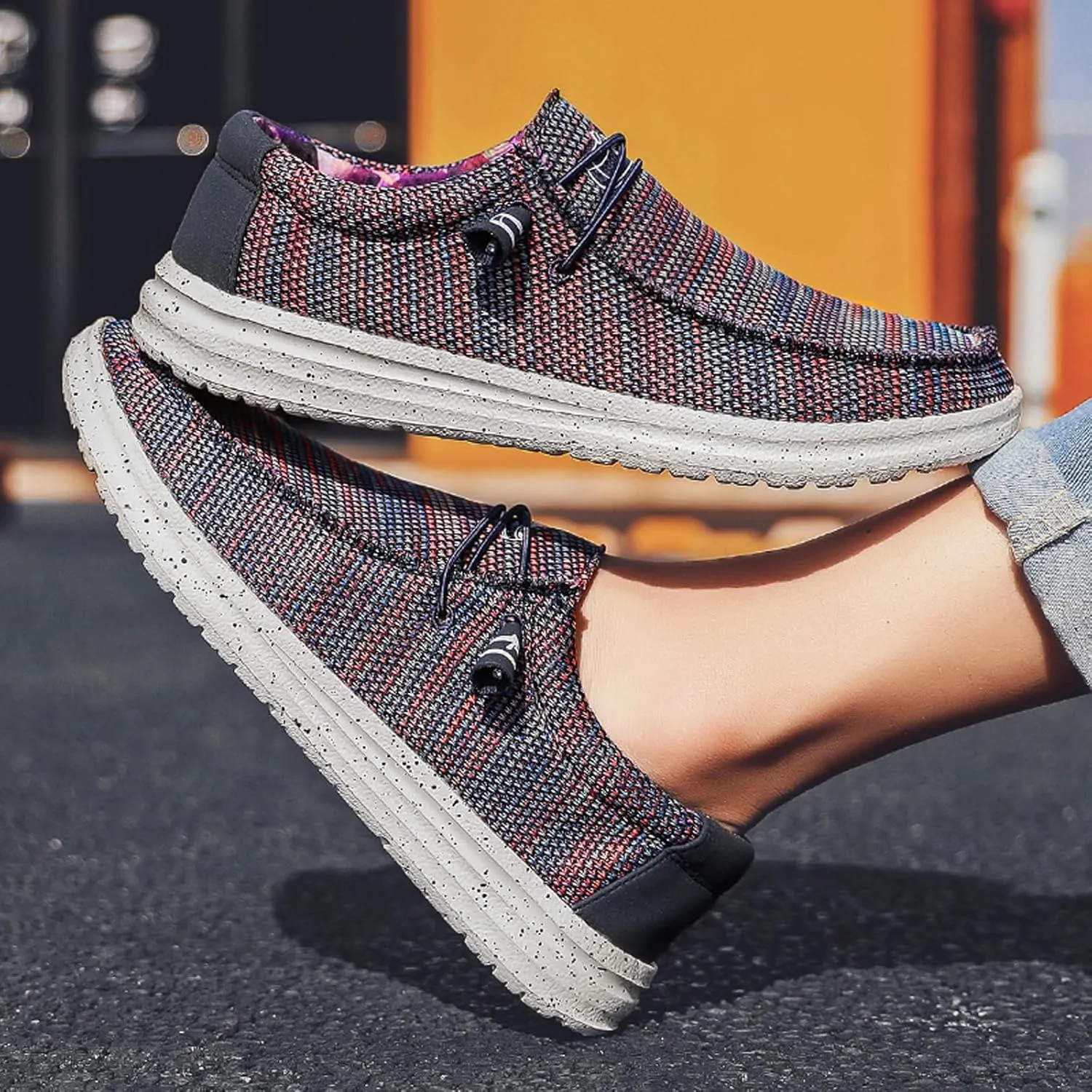 Men's Canvas Loafer Lightweight Softsole Flat Deck Shoes Vintage Casual Loafer Boat Shoes