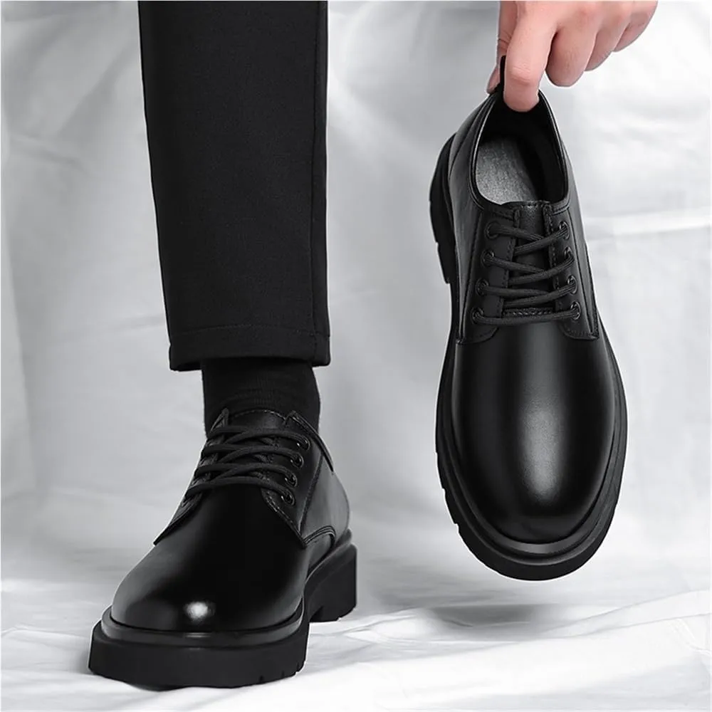 Mens Casual Dress Shoes British Style Oxford Shoes Wedding Groom Shoes Low Top Derby Shoes Fashion Leather Shoes Round Toe Shoes Perforated Youth Trendy Shoes(8)