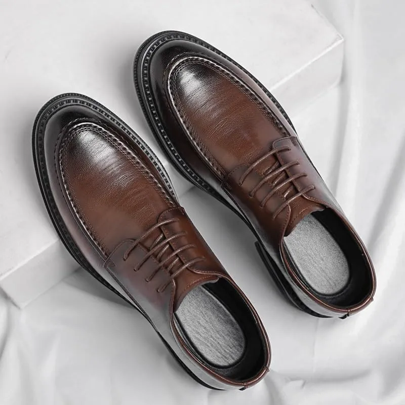 Mens Casual Leather Derby Shoes Men's Classic Business Dress Shoes Fashion Lace Up Low Oxfords Shoes for Men