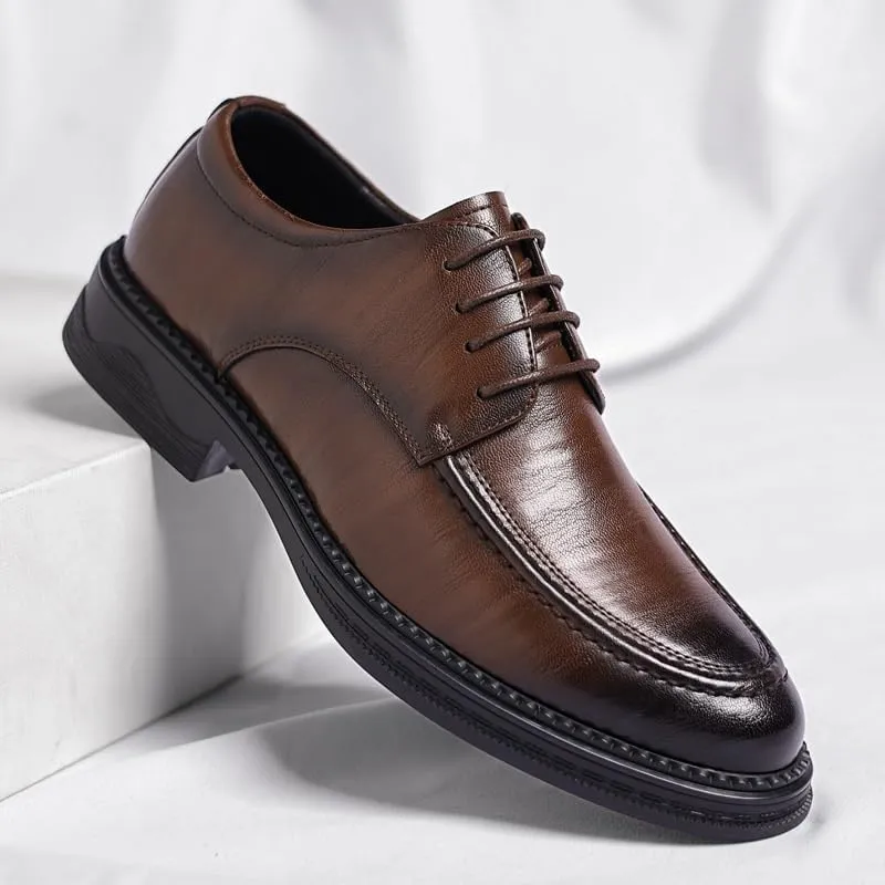 Mens Casual Leather Derby Shoes Men's Classic Business Dress Shoes Fashion Lace Up Low Oxfords Shoes for Men