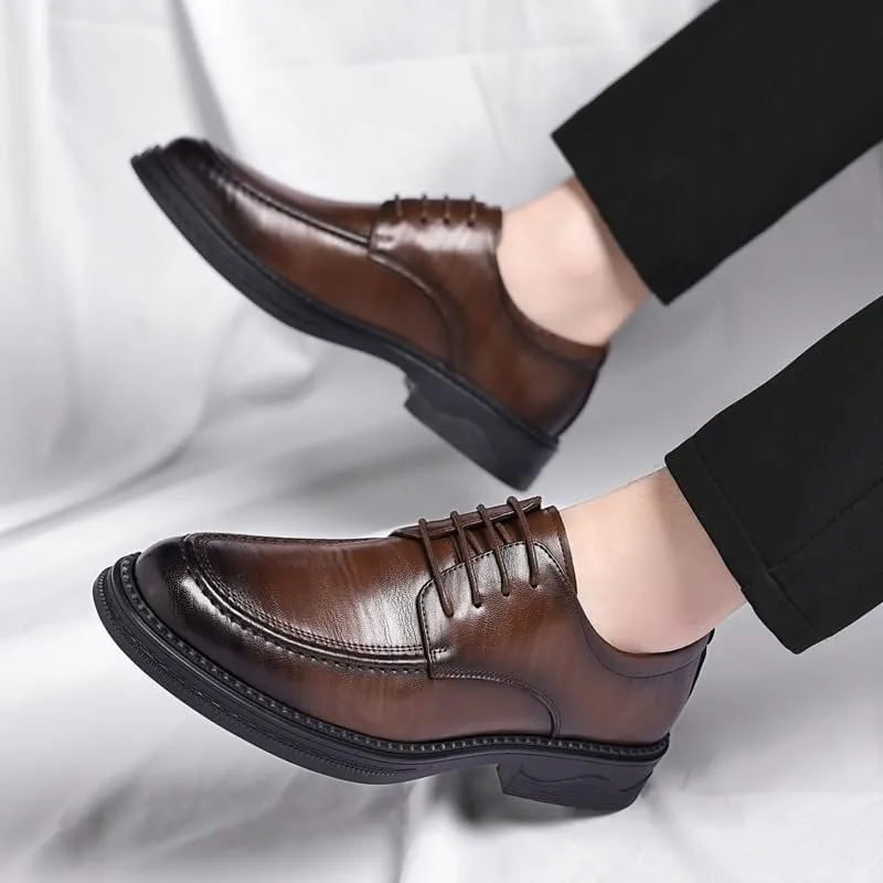 Mens Casual Leather Derby Shoes Men's Classic Business Dress Shoes Fashion Lace Up Low Oxfords Shoes for Men