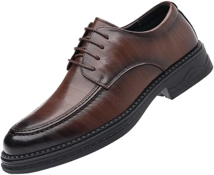 Mens Casual Leather Derby Shoes Men's Classic Business Dress Shoes Fashion Lace Up Low Oxfords Shoes for Men