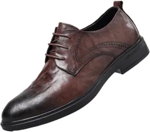 Men's Classic Brogue Wingtip Oxfords - Soft Soled Formal Leather Shoes for Business & Wedding Events