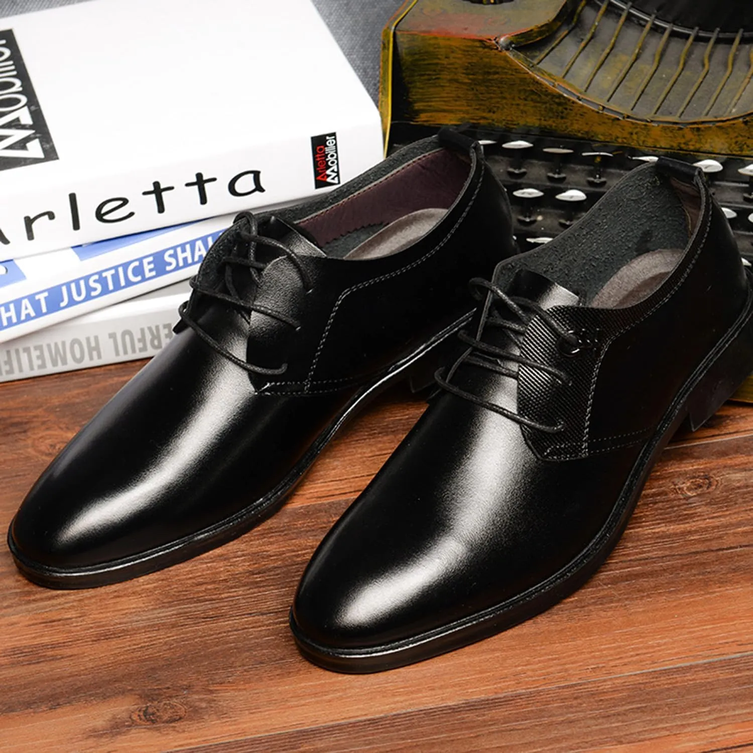 Men's Classic Modern Formal Business Oxford Shoes Lace Up Derbys Comfortable Dress Shoes