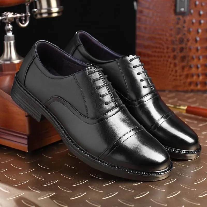 Men's Classic Oxford Pointed-Toe Dress Shoes Soft Leather Lace Up Formal Business Derby Shoes