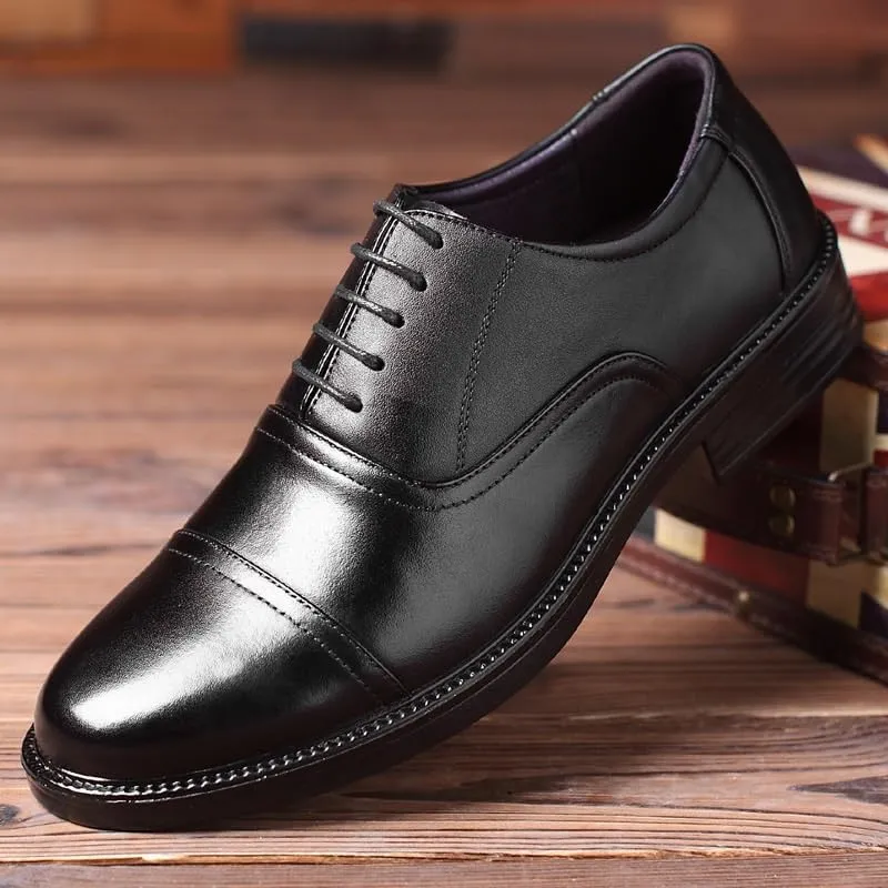 Men's Classic Oxford Pointed-Toe Dress Shoes Soft Leather Lace Up Formal Business Derby Shoes