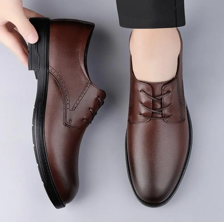 Mens Comfort Hand Stitched Genuine Leather Oxfords Shoes Men Fashion Classic Lace Up Business Formal Derby Shoes
