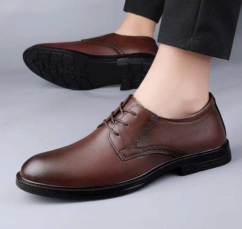 Mens Comfort Hand Stitched Genuine Leather Oxfords Shoes Men Fashion Classic Lace Up Business Formal Derby Shoes