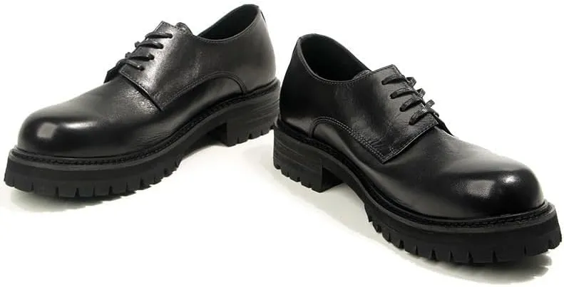 Men's Derby Dress Shoes Breathable and Comfortable Casual Thick-Soled Shoes Lightweight Men's Round Toe Leather Upper Versatile Wear Low Top Shoes(D,10.5)