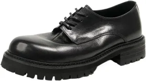 Men's Derby Dress Shoes Breathable and Comfortable Casual Thick-Soled Shoes Lightweight Men's Round Toe Leather Upper Versatile Wear Low Top Shoes(D,10.5)