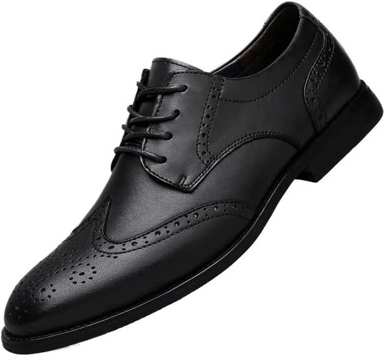 Mens Derby Shoes Footwear Pointed Toe Mens Classic Formal Oxford Lace Up Wedding Pointed Toe Dress Shoes Non Slip Casual Business Work Formal Shoes(Black,10)