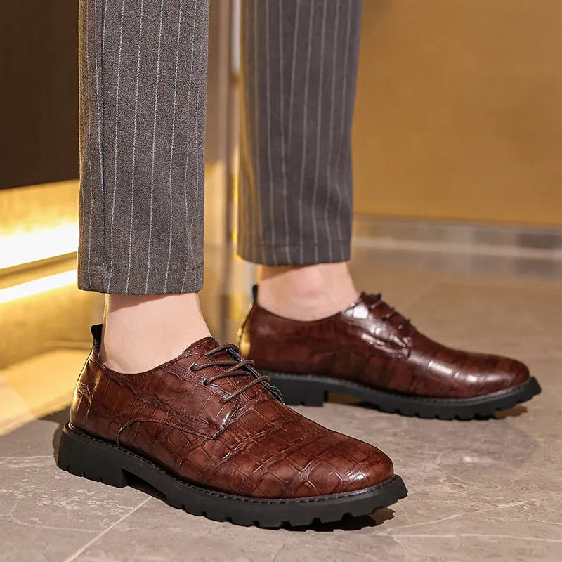 Men’s Derby Shoes – Leather – Cap Toe – Formal Fit – Rubber Sole – Business Style