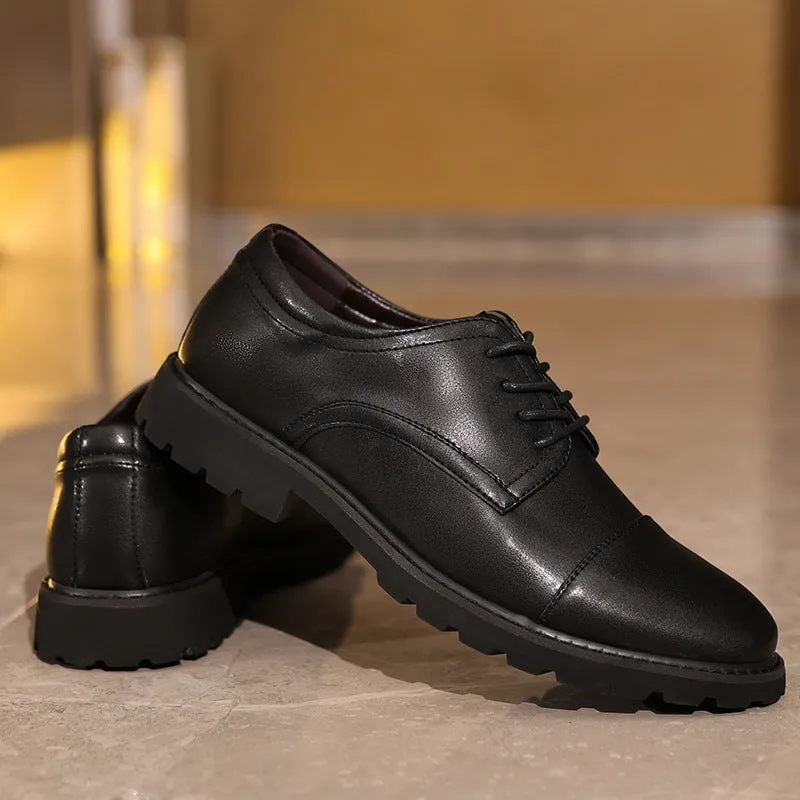 Men’s Derby Shoes – Leather – Cap Toe – Formal Fit – Rubber Sole – Business Style