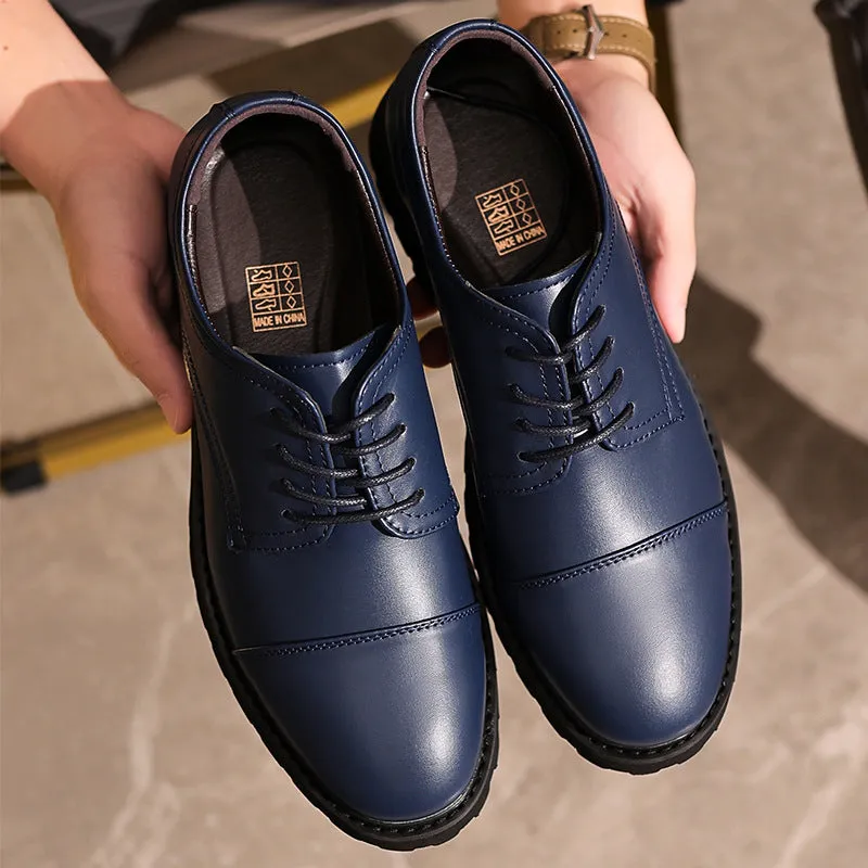 Men’s Derby Shoes – Leather – Cap Toe – Formal Fit – Rubber Sole – Business Style