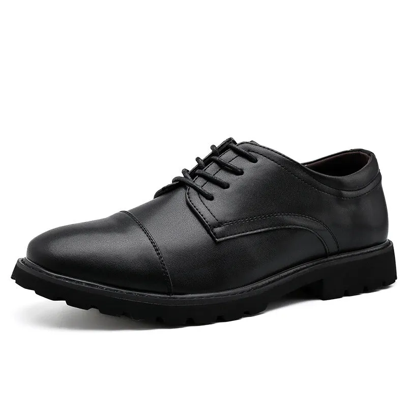 Men’s Derby Shoes – Leather – Cap Toe – Formal Fit – Rubber Sole – Business Style