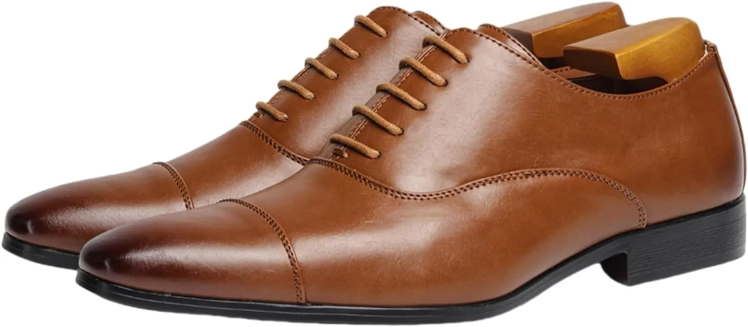 Men’s Dress Oxford Formal Shoes Men's Wingtip Dress Shoes Leather Lace Up Non Slip Business Derby Shoes for Men