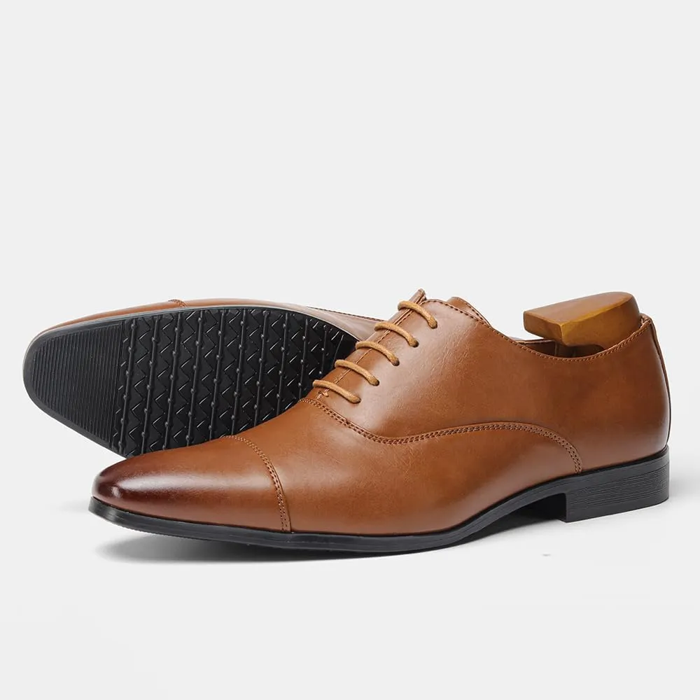 Men’s Dress Oxford Formal Shoes Men's Wingtip Dress Shoes Leather Lace Up Non Slip Business Derby Shoes for Men