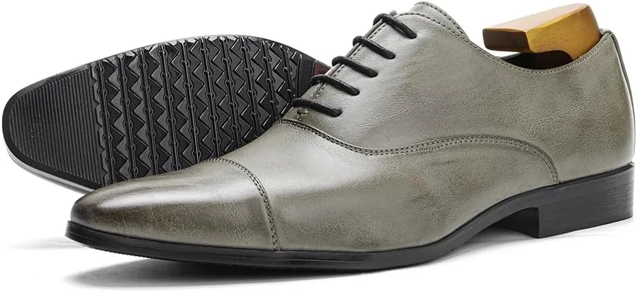 Men’s Dress Oxford Formal Shoes Men's Wingtip Dress Shoes Leather Lace Up Non Slip Business Derby Shoes for Men