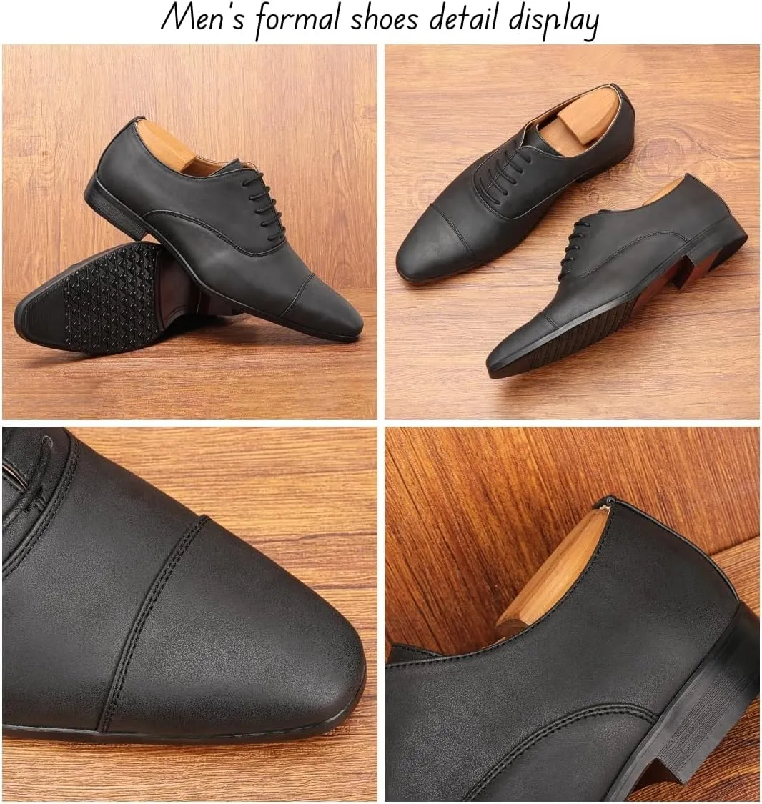 Men’s Dress Oxford Formal Shoes Men's Wingtip Dress Shoes Leather Lace Up Non Slip Business Derby Shoes for Men