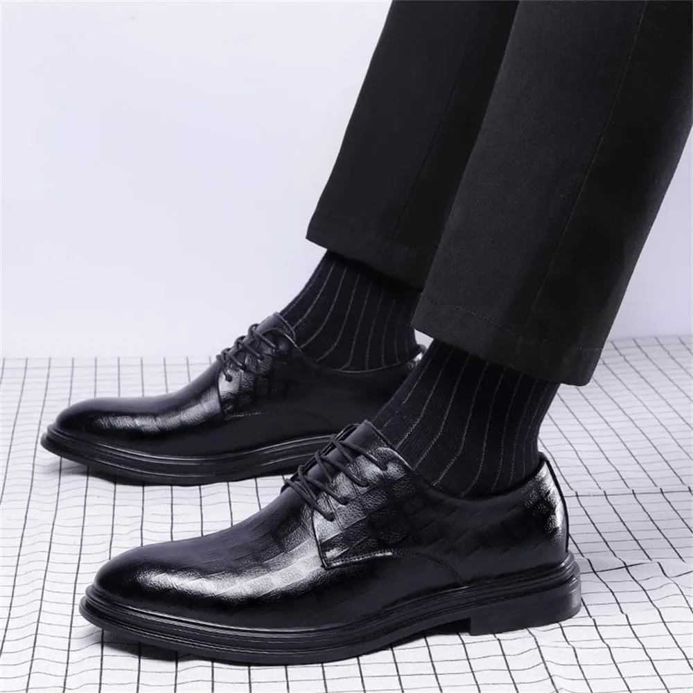 Men's Dress Shoes Formal Business Oxfords Classic Round Toe Lace Up Derby Shoes