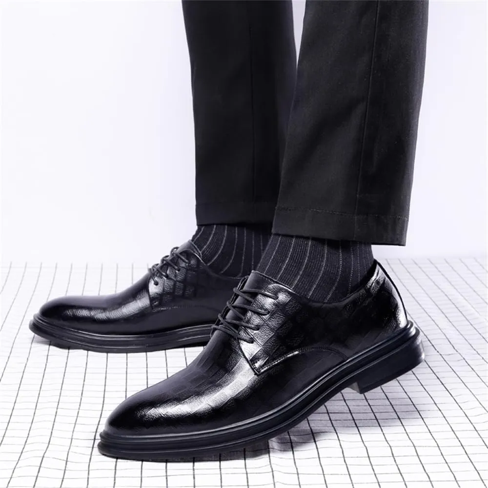 Men's Dress Shoes Formal Business Oxfords Classic Round Toe Lace Up Derby Shoes