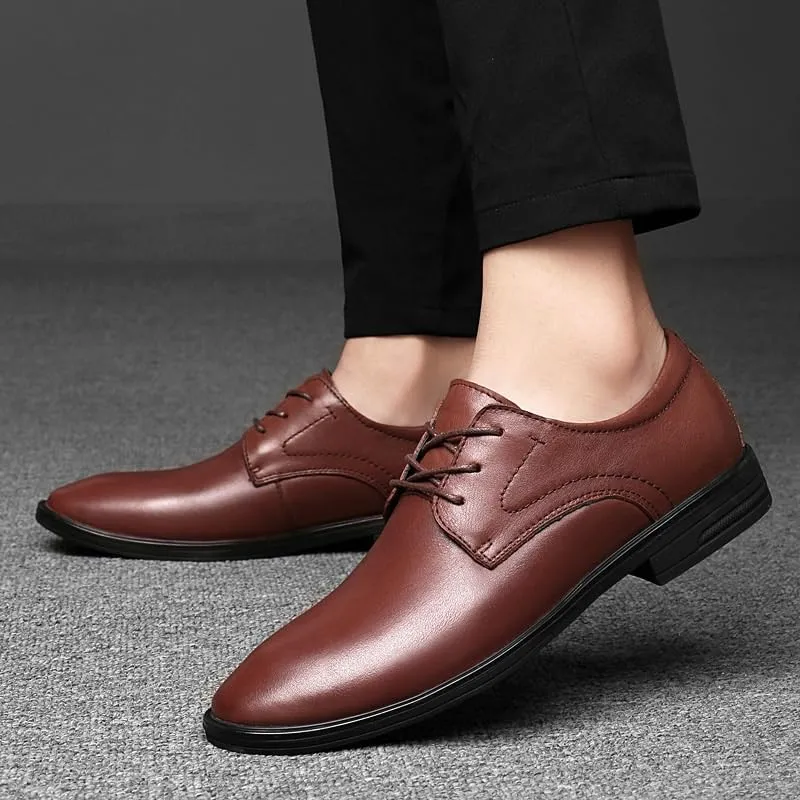 Men's Dress Shoes Mens Casual Business Formal Oxford Shoes Brogue Wingtip Retro Derby Shoes for Men(Brown,9)
