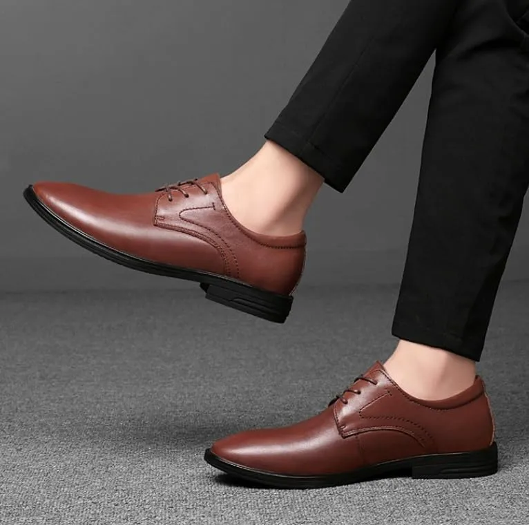 Men's Dress Shoes Mens Casual Business Formal Oxford Shoes Brogue Wingtip Retro Derby Shoes for Men(Brown,9)