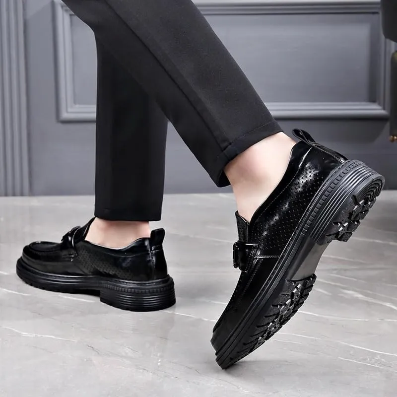 Men's Fashion Luxury Slip on Formal Business Oxford Shoes Breathable Leather Wingtip Brogue Shoes for Men