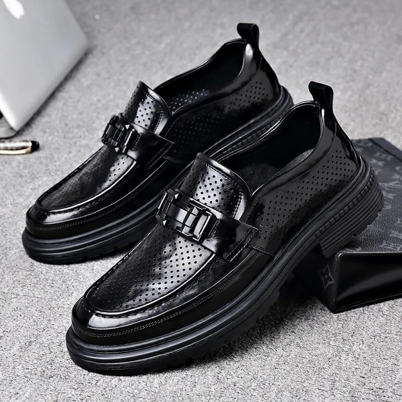 Men's Fashion Luxury Slip on Formal Business Oxford Shoes Breathable Leather Wingtip Brogue Shoes for Men