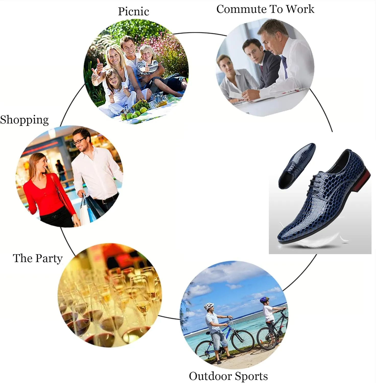 Men's Fashion Printed Dress Oxford Shoes,Pattern Patent Leather Classic Business Low-Top Pointed Toe Lace-Up Chunky Heel Derby Shoes,Party Wedding Groom Shoes