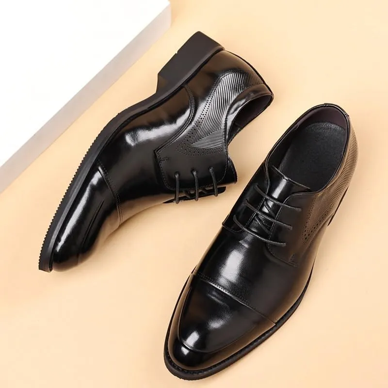 Men's Genuine Leather Low Oxford Casual Business Oxford Derby Leather Shoes