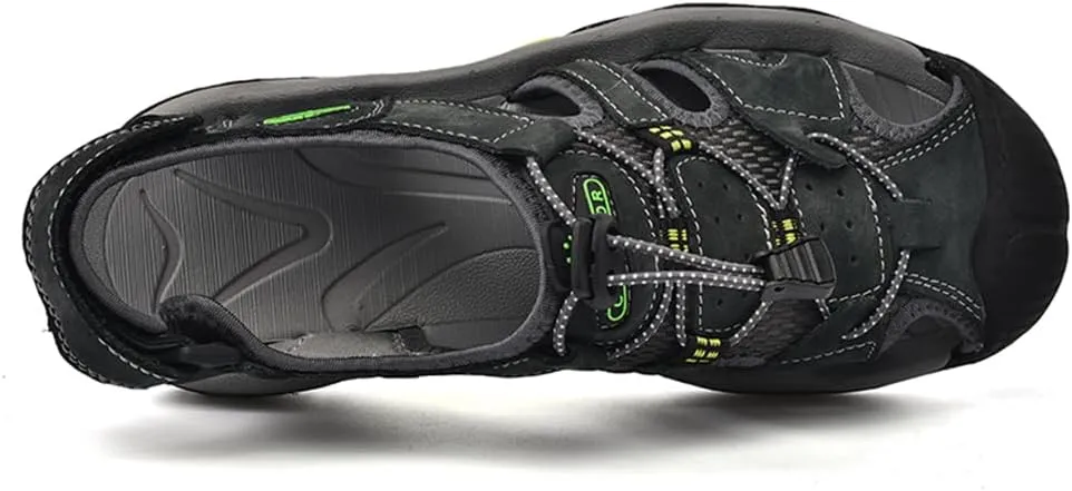 Men's Hiking Sandals Outdoor Sport Closed Toe Leather Walking Sandal Waterproof Non-Slip Casual Sandals Water Shoes