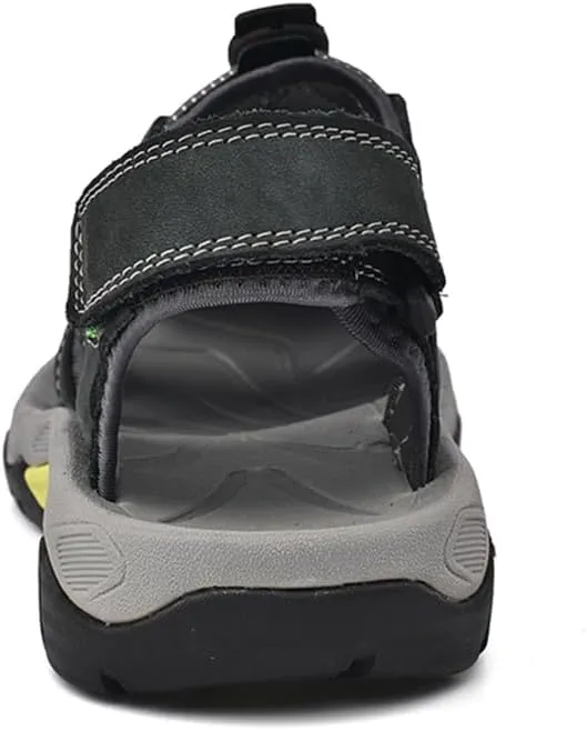 Men's Hiking Sandals Outdoor Sport Closed Toe Leather Walking Sandal Waterproof Non-Slip Casual Sandals Water Shoes