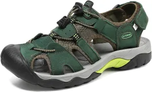 Men's Hiking Sandals Outdoor Sport Closed Toe Leather Walking Sandal Waterproof Non-Slip Casual Sandals Water Shoes