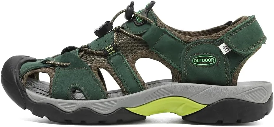 Men's Hiking Sandals Outdoor Sport Closed Toe Leather Walking Sandal Waterproof Non-Slip Casual Sandals Water Shoes