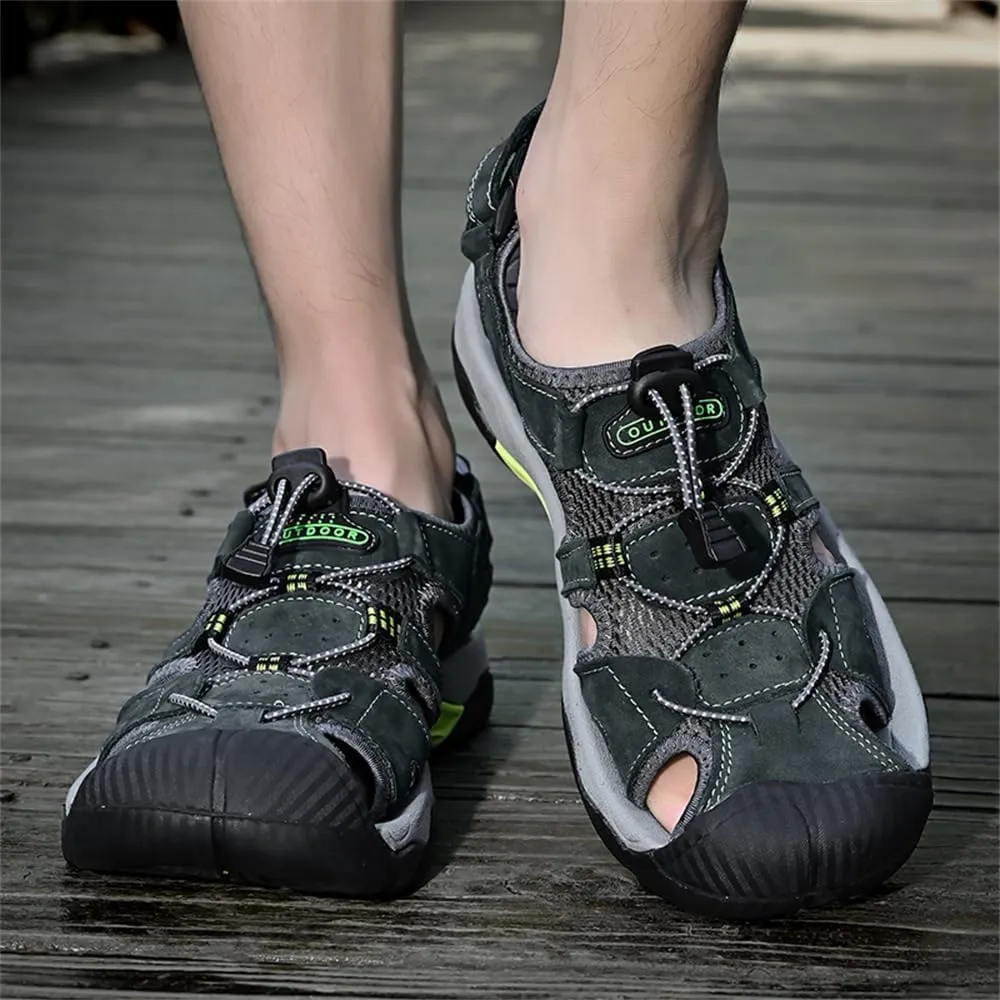 Men's Hiking Sandals Outdoor Sport Closed Toe Leather Walking Sandal Waterproof Non-Slip Casual Sandals Water Shoes