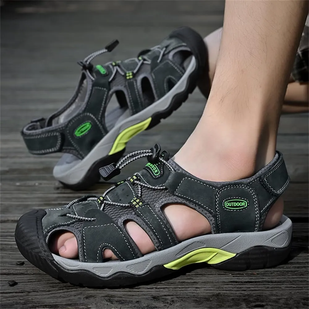Men's Hiking Sandals Outdoor Sport Closed Toe Leather Walking Sandal Waterproof Non-Slip Casual Sandals Water Shoes