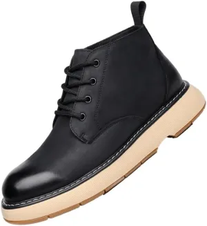 Men's Lace Up Oxfords Comfort Wide Round Toe Non-Slip Dress Shoes Hand Stitched Business Formal Derby Shoes