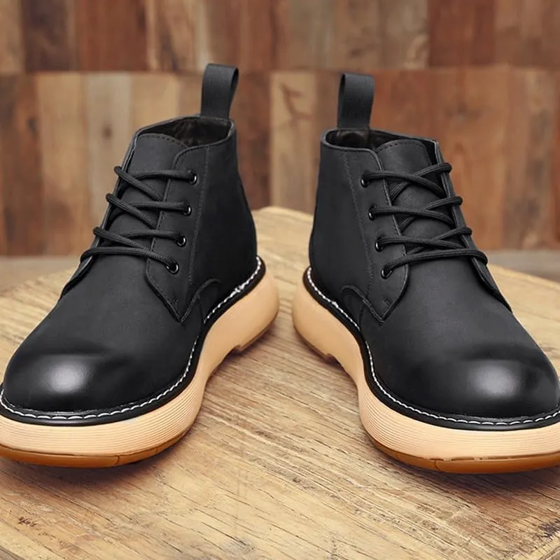 Men's Lace Up Oxfords Comfort Wide Round Toe Non-Slip Dress Shoes Hand Stitched Business Formal Derby Shoes