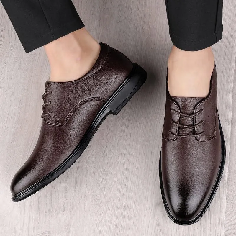 Mens Leather Dress Shoes Men's Classic Lace-up Formal Oxfords Men Breathable Wingtip Brogue