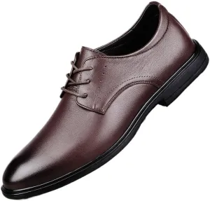 Mens Leather Dress Shoes Men's Classic Lace-up Formal Oxfords Men Breathable Wingtip Brogue