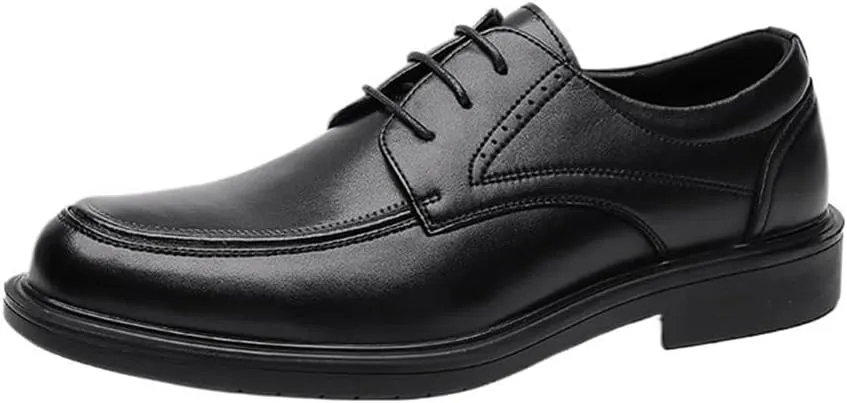 Mens Leather Oxford Dress Shoes Pointed Toe Brogue Classic Lace Up Formal Business Wedding Comfortable Stylish Genuine Leather Low Top Non Slip Office