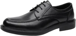 Mens Leather Oxford Dress Shoes Pointed Toe Brogue Classic Lace Up Formal Business Wedding Comfortable Stylish Genuine Leather Low Top Non Slip Office