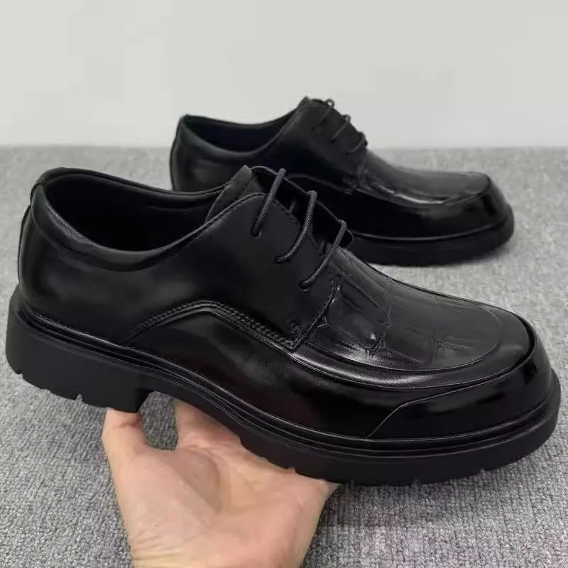 Men's Leather Platform Lace Up Dress Oxford Shoes Modern Leather Business Casual Scale Pattern Comfort Formal Shoes Fashion Comfort Luxury Soft