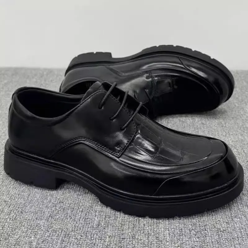 Men's Leather Platform Lace Up Dress Oxford Shoes Modern Leather Business Casual Scale Pattern Comfort Formal Shoes Fashion Comfort Luxury Soft
