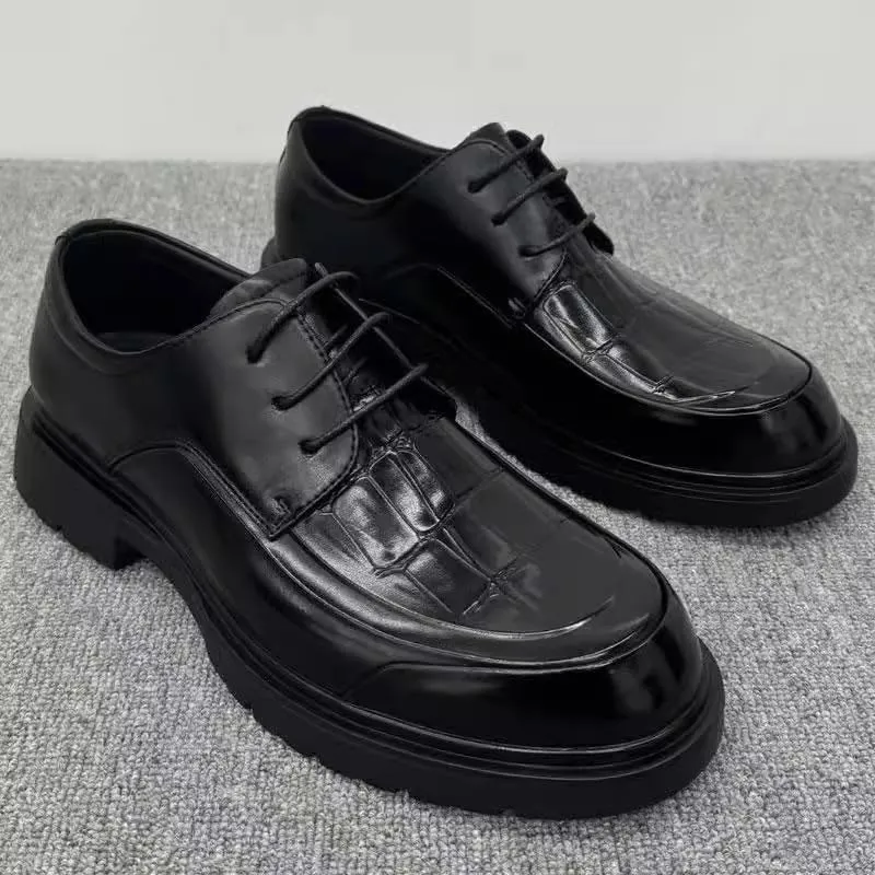 Men's Leather Platform Lace Up Dress Oxford Shoes Modern Leather Business Casual Scale Pattern Comfort Formal Shoes Fashion Comfort Luxury Soft