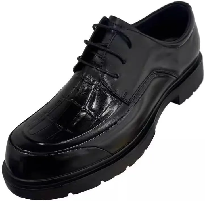 Men's Leather Platform Lace Up Dress Oxford Shoes Modern Leather Business Casual Scale Pattern Comfort Formal Shoes Fashion Comfort Luxury Soft